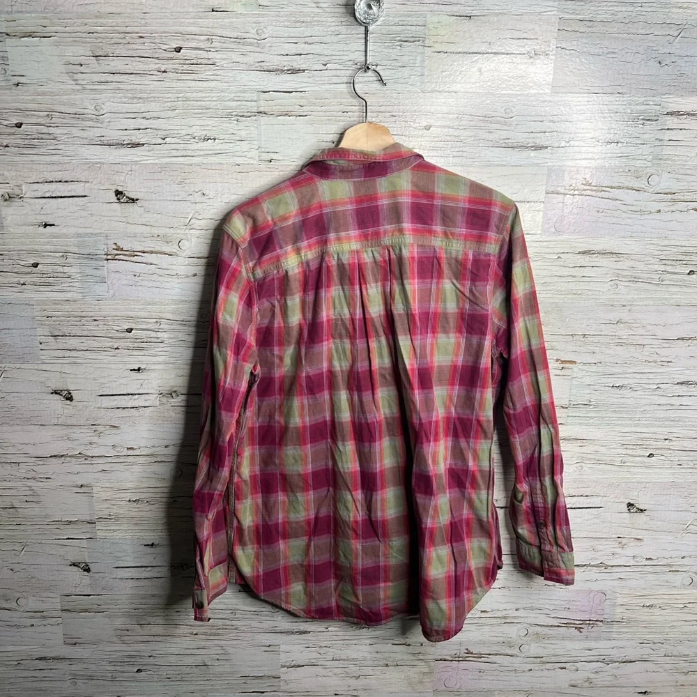 Eddie Bauer pink plaid top shirt button down size large - Picture 7 of 9